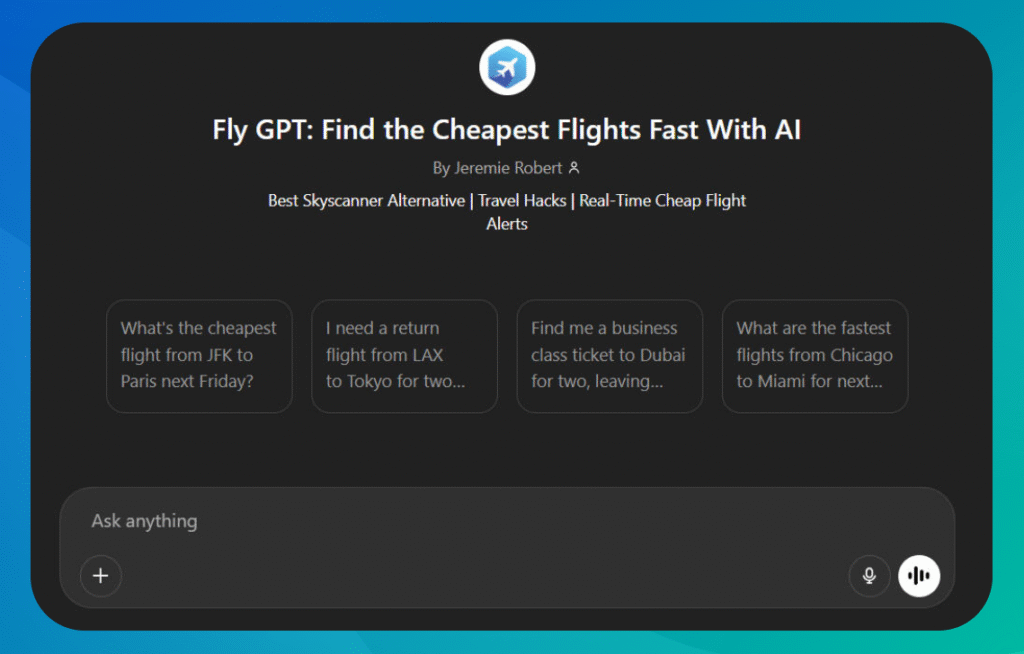 fly gpt chat gpt cheap flights